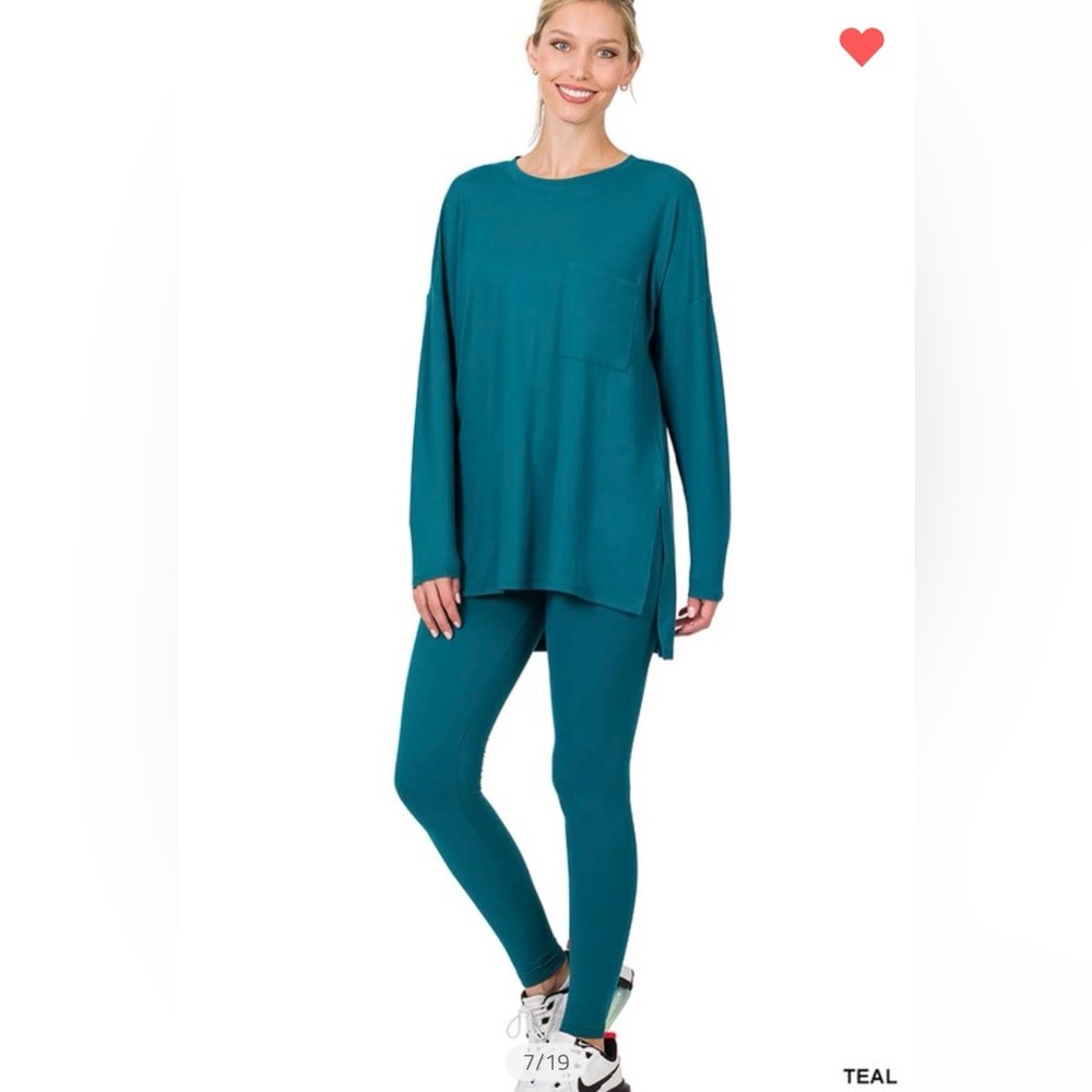 Teal Brushed Microfiber Loungewear Set